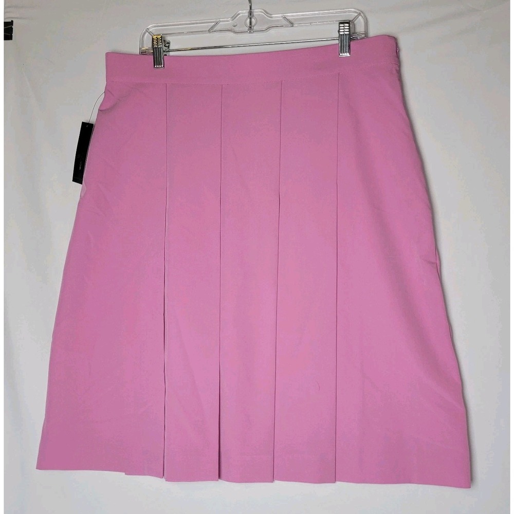 Worthington Skirt 14P Petite Crocus Flower Pink Pleated Stretch Side Zip NWT $60